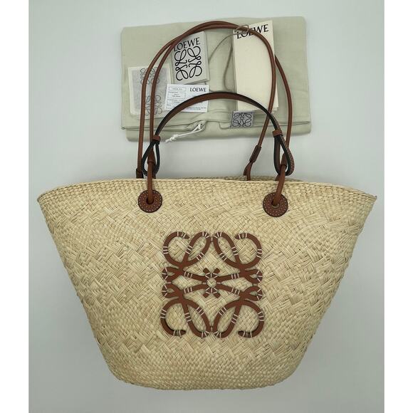 ❌❌SOLD!LOEWE PAULA IBIZA SUMMER MEDIUM ANAGRAM BASKET STRAW RAFFIA TOTE BAG NWT! - Picture 5 of 15